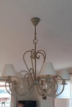 Prachtige smeedijzeren kroonluchter 6 lampen en lampenkappen, Ophalen, Gebruikt, Metaal, Fer forgé