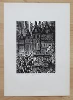 Houtsnede Frans Masereel: ANTWERPEN: de Vogelmarkt, Antiek en Kunst, Kunst | Etsen en Gravures, Verzenden