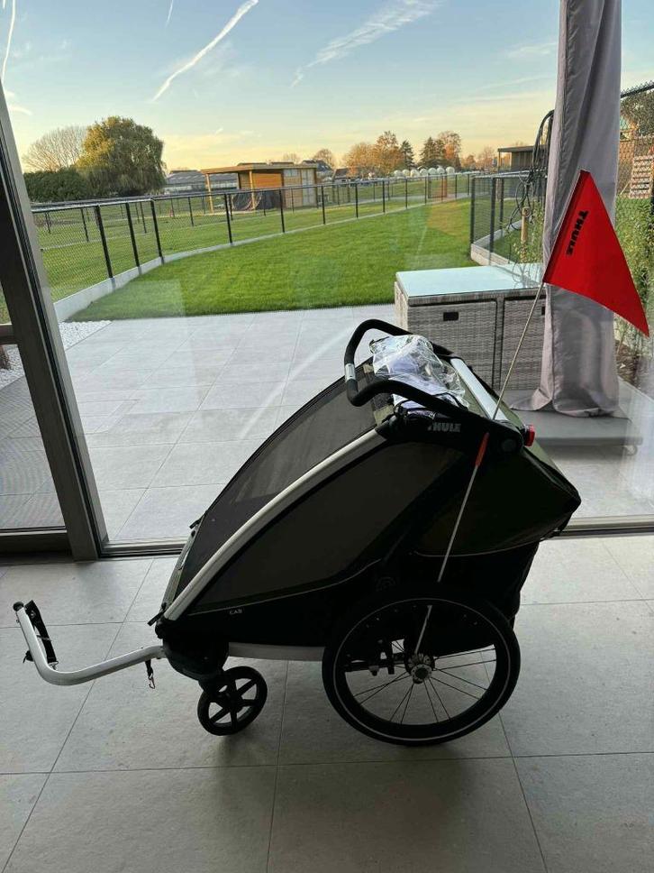 Fietskar chariot cab 2 + accessoires, Fietsen en Brommers, Fietsaccessoires | Aanhangwagens en Karren, Zo goed als nieuw, Kinderkar