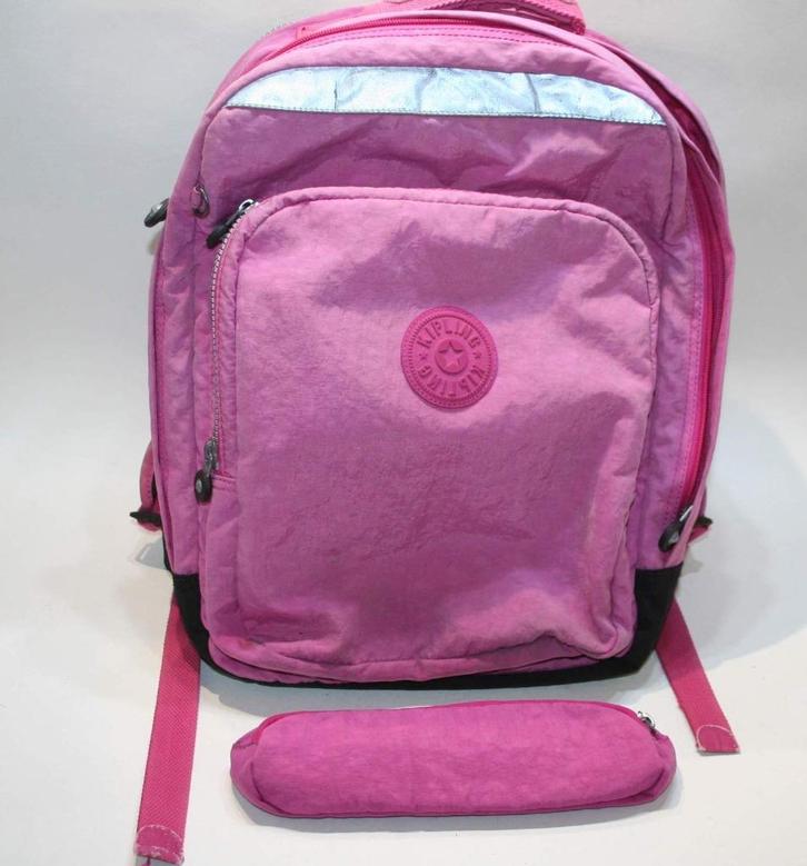 Kipling, mooie  boekentas / rugzak + pennenetui, + aapje, Handtassen en Accessoires, Tassen | Schooltassen, Rugtas, Roze, Verzenden