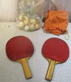2 raquettes de tennis de table avec un lot de balles, Utilisé, Enlèvement ou Envoi, Filet, Raquette(s) ou Balle(s)