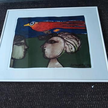 Corneille " une Oiseau Passe". Ingelijste reproductie.  beschikbaar voor biedingen