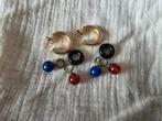 Gouden oorbellen met 3 hangers, Ophalen of Verzenden, Zo goed als nieuw, Blauw, Hangers
