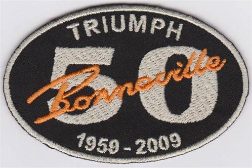 Triumph Bonneville 50 jaar stoffen opstrijk patch embleem #2, Motoren, Accessoires | Overige, Nieuw, Verzenden