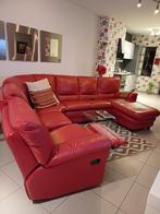 Lederen hoeksalon te koop, 75 à 100 cm, 125 cm ou plus, Comme neuf, Enlèvement