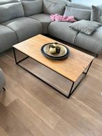 TEAK salontafel in gelakte stalen frame 80x145cm, Huis en Inrichting, Tafels | Salontafels, 50 tot 100 cm, Minder dan 50 cm, Nieuw