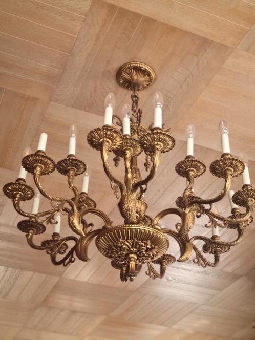 18 lichts bronzen kroonluchter 1960, Antiek en Kunst, Antiek | Verlichting, Ophalen