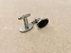 Ovale manchetknopen Zilver en zwart, Handtassen en Accessoires, Manchetknopen, Ophalen of Verzenden, Nieuw, Zilver