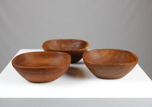 3 vintage teakhouten kommetjes, Antiek en Kunst, Antiek | Schalen, Ophalen of Verzenden