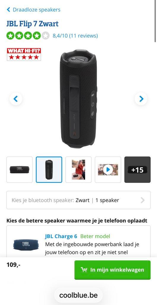 JBL flip 7 zwart (volledig nieuw), Audio, Tv en Foto, Luidsprekerboxen, Nieuw, 60 tot 120 watt, JBL, Ophalen