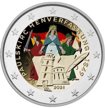 2 euro Duitsland 2024 Paulskirchenverfassung gekleurd