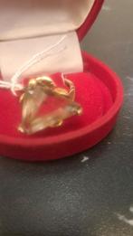 Bague  18k   ancienne  avec pierre  citron  6k l'or  solide, Enlèvement ou Envoi, Or, Or