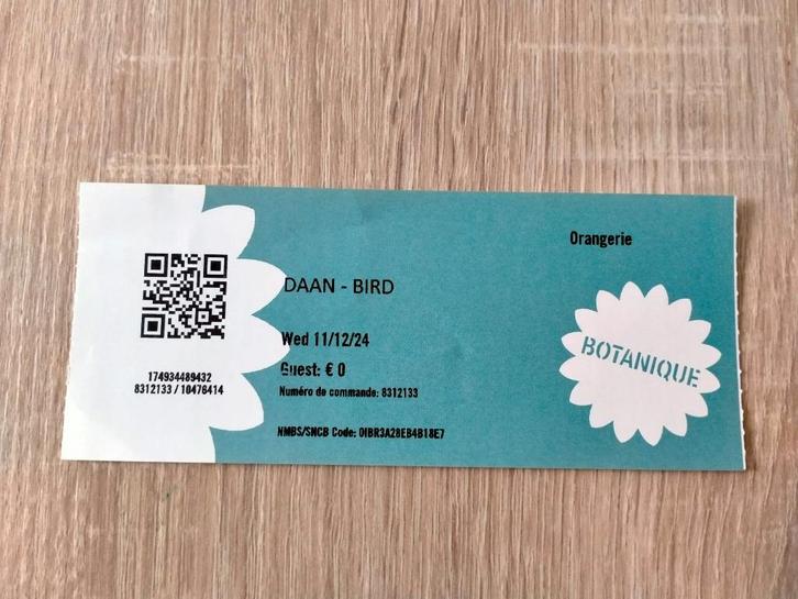 Daan @Botanique concertticket (Brussel) 11/12/2024, Verzamelen, Overige Verzamelen, Gebruikt, Ophalen