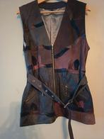Leren en suede vestje, vindage., Ophalen of Verzenden, Zo goed als nieuw, Maat 38/40 (M), Blauw