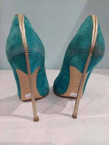 653C* Casadei Blade - sexy schoenen blauw/groen leer (37) beschikbaar voor biedingen