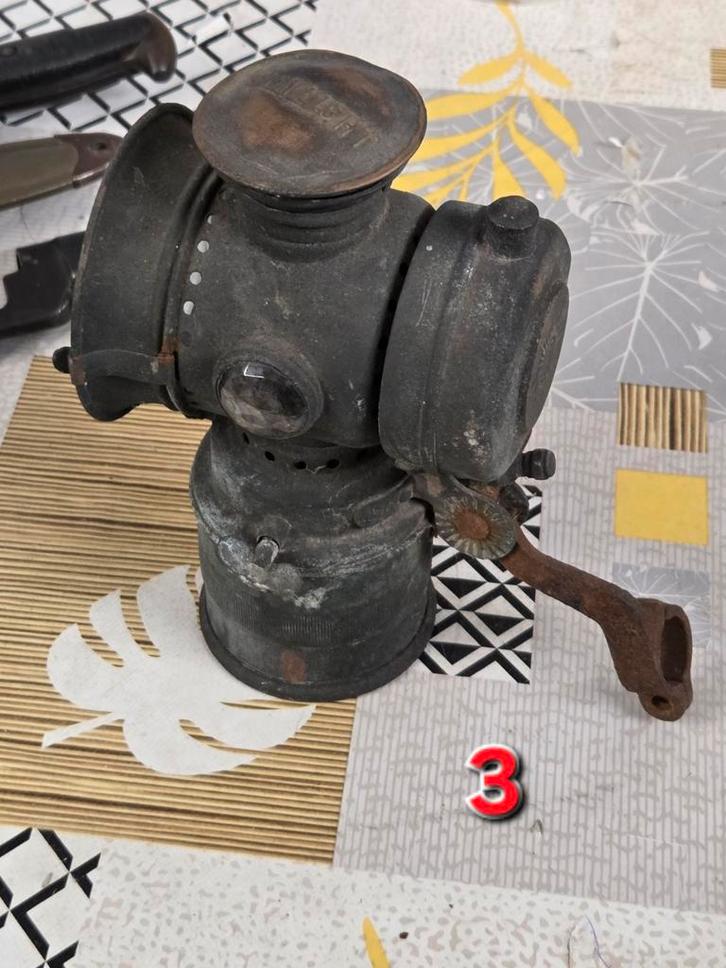 Oude carbide- lamp  ( periode 1905 - 1925, Fietsen en Brommers, Brommeronderdelen | Kreidler, Ophalen