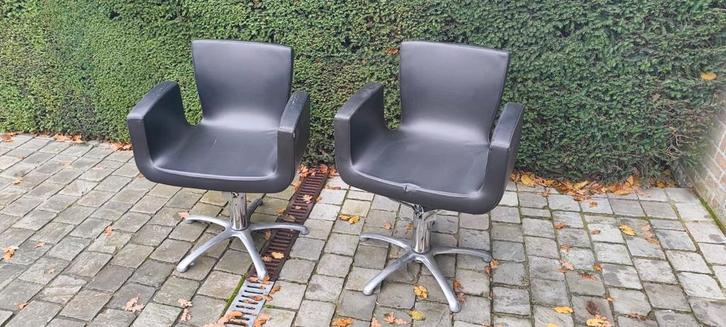 Stoel met hydraulische pomp, Huis en Inrichting, Stoelen, Gebruikt, Eén, Leer, Metaal, Zwart, Ophalen