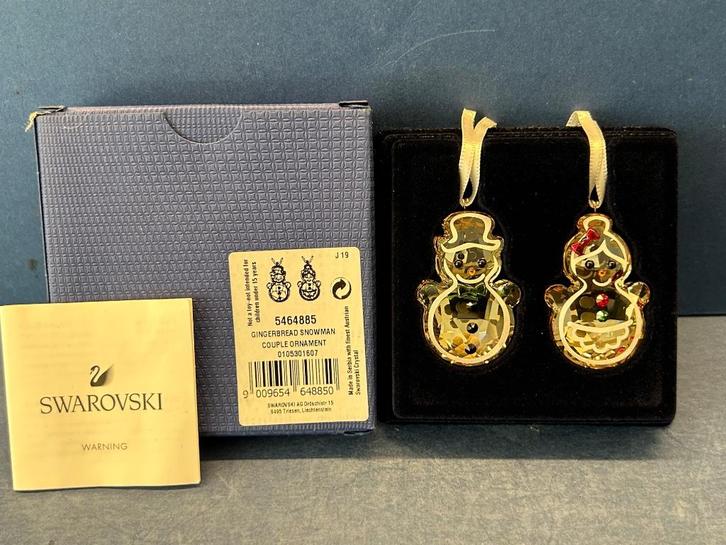 Swarovski Kerst Ornament - Set - Peperkoek Paar, Verzamelen, Swarovski, Nieuw, Figuurtje, Ophalen of Verzenden