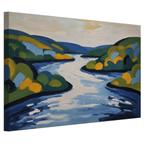 Rivier Henri Matisse stijl canvas 60x40cm - 18mm., Minder dan 50 cm, Nieuw, Print, 50 tot 75 cm