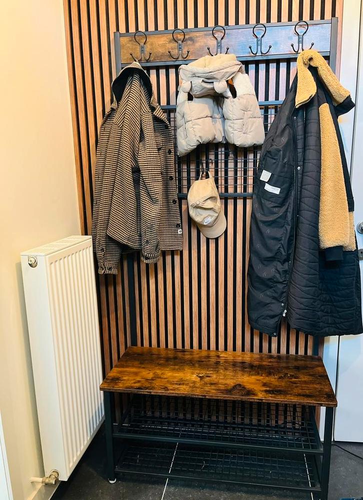 Industriële kapstok met bankje 180x92.5x42, Huis en Inrichting, Woonaccessoires | Kapstokken, Zo goed als nieuw, Ophalen