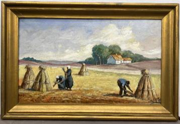 huile sur panneau travail au champs signe charles melikoff beschikbaar voor biedingen