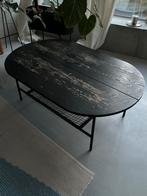 Zwarte ovale salontafel, Ophalen, Gebruikt, Eikenhout, 100 tot 150 cm