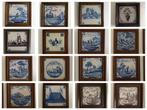 Rares carreaux de Delft antiques avec cadre en bois (16), Antiquités & Art, Enlèvement ou Envoi