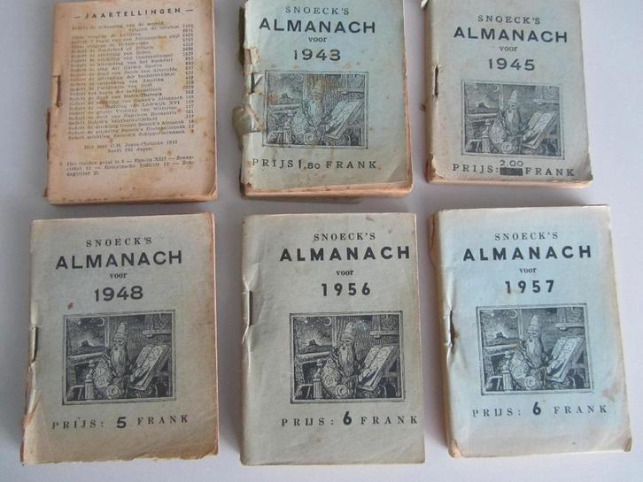 6 OUDE BOEKJES SNOECK'S ALMANACH (42-43-45-48-56-57), Antiquités & Art, Antiquités | Livres & Manuscrits, Enlèvement ou Envoi