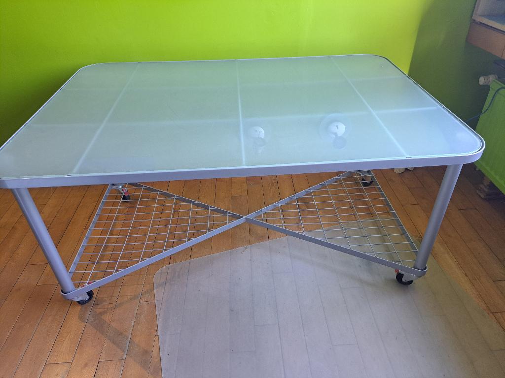 Bureau en verre, Enlèvement, Avec roues, Utilisé