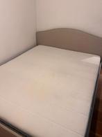 Gestoffeerd bedframe + pocketveringmatras – 160200 cm, Beige, Enlèvement, Utilisé, Deux personnes