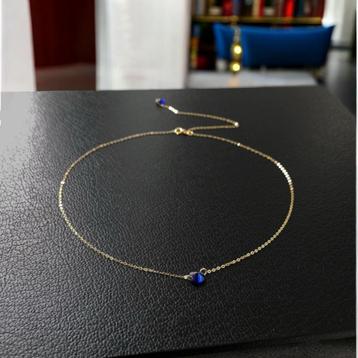 Ketting geel goud 18K saffier hart winkelprijs 750€ beschikbaar voor biedingen