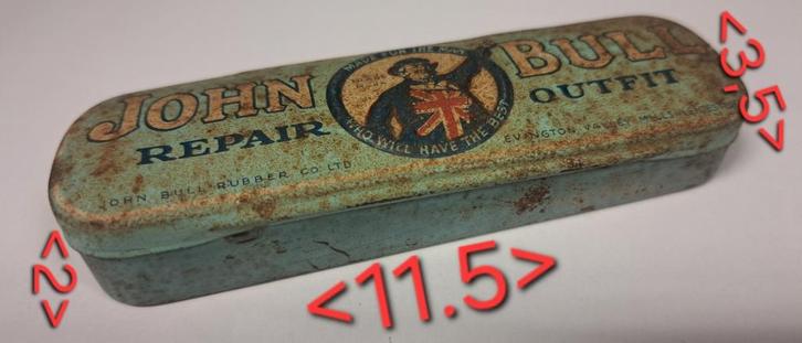 John Bull rubber repair outfit oud blik., Verzamelen, Blikken, Gebruikt, Overige, Overige merken, Ophalen of Verzenden