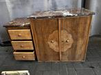 Retro kastje ( opgekuisd ) met marneren blad, Huis en Inrichting, Kasten | Ladekasten, Ophalen, Gebruikt, 100 tot 150 cm, 3 of 4 laden