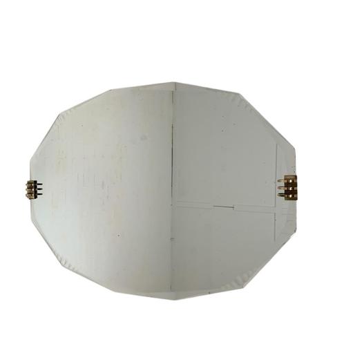 Art Deco spiegel met geslepen glas en messing details, jaren, Antiek en Kunst, Antiek | Spiegels, Verzenden