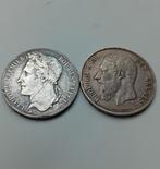 5 Francs 1832 Leopold I & 5 Francs 1865 Leopold II, Ophalen of Verzenden