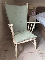 Vintage stoel + kussen, Huis en Inrichting, Stoelen, Ophalen, Hout, Wit, Zo goed als nieuw