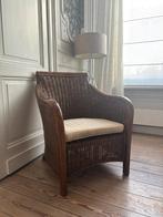 Zware rieten fauteuil / stoel, Huis en Inrichting, Fauteuils, Ophalen, Gebruikt, Riet of Rotan, Minder dan 75 cm