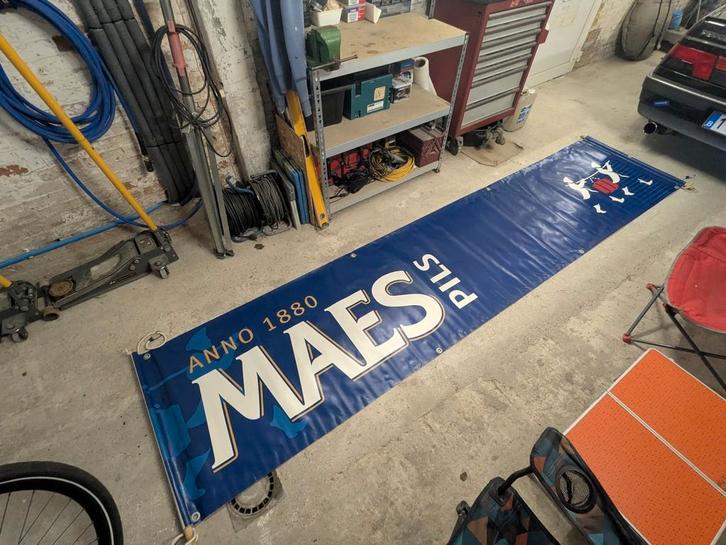 Grote Maes toogbanner, Verzamelen, Biermerken, Zo goed als nieuw, Ophalen of Verzenden