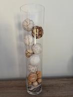 Glazen stolp met decoratie bollen ( 69 cm), Ophalen, Zo goed als nieuw