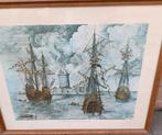 Mooie tekening (prent)  FH  Breugel. Titel : Caravels, Antiek en Kunst, Ophalen of Verzenden