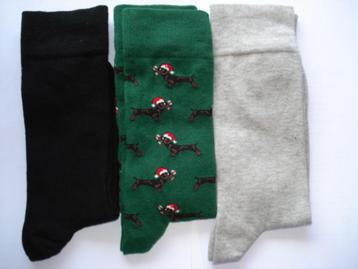 Lot de 4 chaussettes T-rex de Noël Topman pour teckel, noir/, Neuf, Taille 39 à 42, Enlèvement ou Envoi, Topman