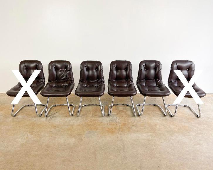 4x buisframe stoelen jaren 70 design, Antiek en Kunst, Antiek | Meubels | Stoelen en Sofa's, Ophalen