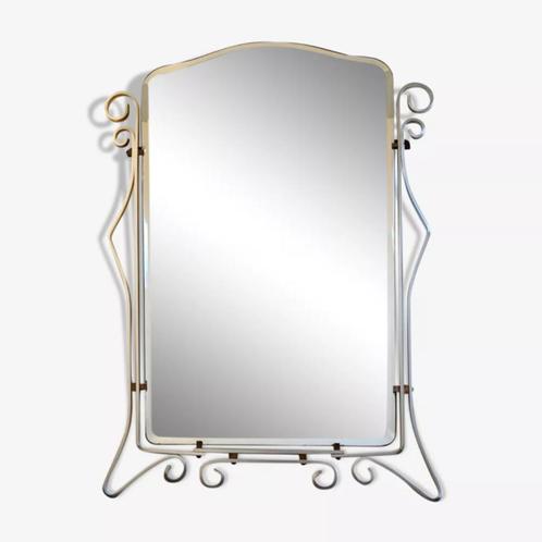 Modernistische spiegel chromen frame 1950, Antiek en Kunst, Antiek | Spiegels, 50 tot 100 cm, Minder dan 100 cm, Rechthoekig, Ophalen of Verzenden