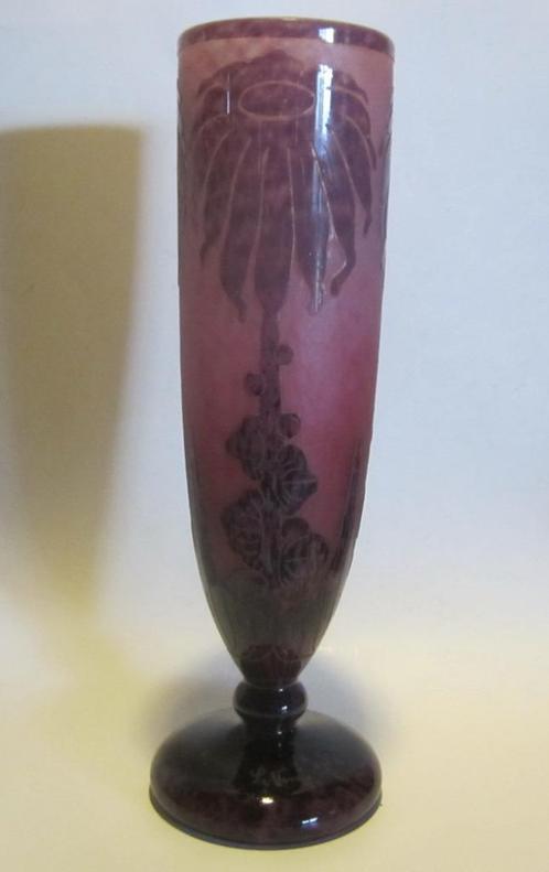 Vase en verre camée Le Verre Francais, dahlia Schneider 31,5, Antiquités & Art, Antiquités | Verre & Cristal, Envoi