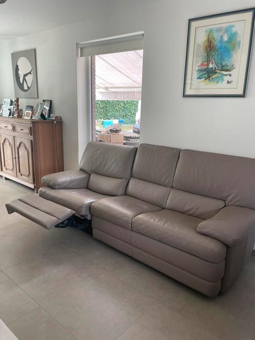 Lederen zetel met relax, Huis en Inrichting, Zetels | Zetels, Gebruikt, Rechte bank, Vierpersoons of meer, 200 tot 250 cm, 75 tot 100 cm