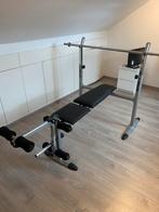 Verstelbare bench press + gewichten & dumbells, Sport en Fitness, Fitnessmaterialen, Ophalen, Zo goed als nieuw, Fitnessbank