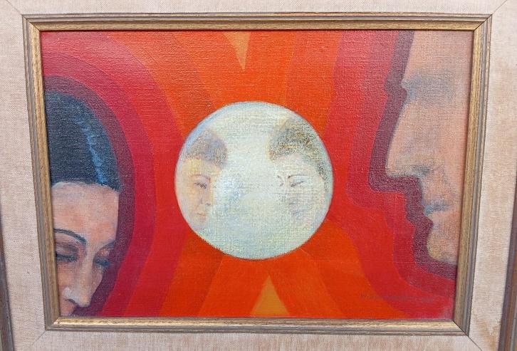 modern schilderij W DERAMELAERE 73, Antiek en Kunst, Kunst | Schilderijen | Modern, Ophalen of Verzenden