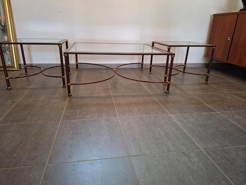 Italiaans design salontafel met bijzettafeltjes., Huis en Inrichting, Tafels | Salontafels, Gebruikt, Ophalen