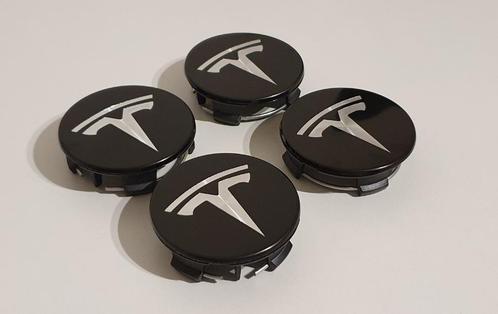 TESLA Zwart/WitNaafdoppen /Naafkappen 56mm set van 4 stuks, Auto diversen, Wieldoppen, Nieuw, Verzenden