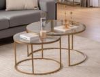 Belarus Gold 2 stuks salontafel, Huis en Inrichting, Tafels | Salontafels, Verzenden, Nieuw, Glas